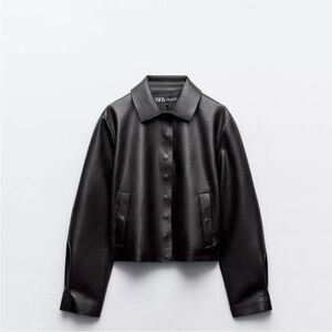 Zara Women's Classic Black faux Leather Jacket
